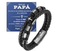 Jbniuay Regalo Papá - Pulsera Cruz con Grabado 'Papá Te quiero' - Pulsera de Cuero con Cierre Magnético - Regalo Día del Padre para Hombre