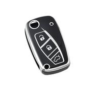 JBPIHZT Para Fiat Para Panda Para Stilo Para Punto Para Doblo Para Grande Para Bravo Para Ducato Funda Flip Para Llave Coche 3 Botones(Negro Plata)