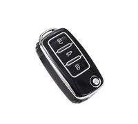 JBPIHZT Para VW Para Polo Para Golf Para Passat Para Tiguan Para Beetle Para Caddy Para Skoda Para Octavia Funda Llave Coche TPU Con Tapa(Plata Negro)