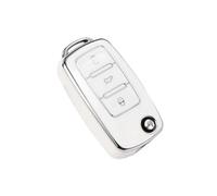 JBPIHZT Para VW Para Polo Para Golf Para Passat Para Tiguan Para Beetle Para Caddy Para Skoda Para Octavia Funda Llave Coche TPU Con Tapa(Silver White)