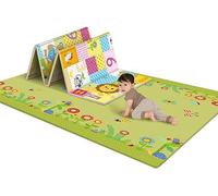 Jbsceen Alfombra de Juego para Niños XXXL, Colchoneta Plegable Suelo Bebé de LDPE, de Doble Cara y Impermeable -León + Mundo Verde, 180 x 100 x 1cm