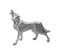 JBTBIHIG Decoración de Oficina Estatua de Lobo Escultura Resina decoración del hogar estatuas la Suerte Animales Salvajes estatuilla Abstracta Accesorios de Escritorio únicos(Silver)