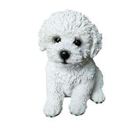 JBTBIHIG Figuras de perro blanco bichón frise - Adorable escultura de perro de resina para decoración moderna del hogar y estantes geniales, bonita figura de animal realista para centro de mesa para
