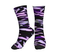 JBYJBX American Camouflage - Calcetines deportivos unisex con estampado de camuflaje morado, transpirables, atléticos, para correr, fitness, entrenamiento, deportes, 1 negro., Altoa única