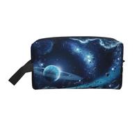 JBYJBX Bolsa de almacenamiento de viaje con estampado de estrellas y planetas, con cremallera, para artículos de tocador, cosméticos, artículos esenciales diarios, Blanco, Talla única