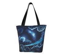 JBYJBX Bolsa de hombro ligera con estampado de luna y estrellas y planetas, para viajes, playa, trabajo, viajes, múltiples ocasiones
