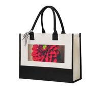 JBYJBX Bolsa de lona con estampado de dalia roja, diseño de tablero de madera, regalo para mujeres, ecológico, oficina, compras, playa, viajes