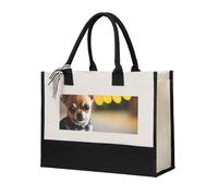 JBYJBX Bolsa de lona con estampado de perro chihuahua, regalo para mujeres, ecológico, oficina, compras, playa, viajes