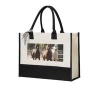 JBYJBX Bolsa de lona con estampado de tres caballos corriendo para mujer, ecológica, para oficina, compras, playa, viajes