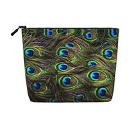 JBYJBX Bolsa de maquillaje con estampado de pavo real fresco, impermeable, bolsa de cosméticos con cremallera para mujer, Negro -, Talla única