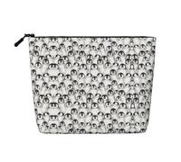 JBYJBX Bolsa de maquillaje impermeable con estampado de pingüinos lindos para viajes, bolsa de cosméticos con cremallera para mujer, Negro -, Talla única
