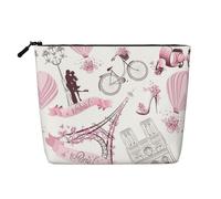 JBYJBX Bolsa de maquillaje romántica con estampado de mariposas de París, impermeable, bolsa de cosméticos con cremallera para mujer, Negro -, Talla única