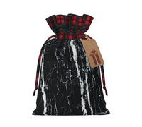 JBYJBX Bolsa de regalo de Navidad con cordón de impresión de mármol blanco y negro para envolver regalos de fiesta
