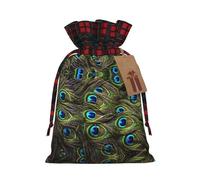 JBYJBX Bolsa de regalo de Navidad con estampado de pavo real fresco para envolver regalos de fiesta