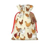 JBYJBX Bolsas de regalo con cordón de Navidad con estampado de pollo para fiestas de Navidad