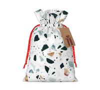 JBYJBX Bolsas de regalo de Navidad con cordón de diseño de mármol de terrazo con estampado pastel para fiestas de Navidad