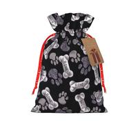 JBYJBX Bolsas de regalo de Navidad con cordón de impresión de huellas de perro, saco de vacaciones para fiesta de Navidad