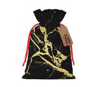 JBYJBX Bolsas de regalo de Navidad con cordón de impresión de mármol negro y dorado para fiestas de Navidad