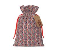 JBYJBX Bolsas de regalo de Navidad con cordón de impresión de símbolos de Inglaterra, saco de vacaciones para fiesta de Navidad