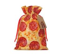 JBYJBX Bolsas de regalo de Navidad con cordón para impresión de pizza y pepperoni en 3D, bolsa de regalo para fiestas de Navidad