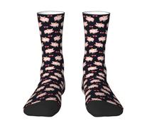 JBYJBX Calcetines de amistad clásicos con estampado de cerdito rojos para adultos, calcetines divertidos para hombres y mujeres, adolescentes y niñas, 2 Negro-2, talla única