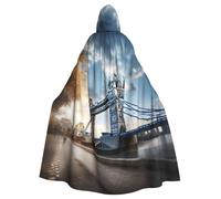 JBYJBX Capa con capucha con estampado histórico del puente de la Torre Vieja de Londres, para carnaval, interior, cosplay, accesorios de fiesta, decoración de vacaciones