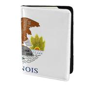 JBYJBX Cartera ligera con estampado de bandera del estado de Illinois para documentos de viaje de 5.5 pulgadas, para hombres y mujeres, negocios, viajes de ocio, Black, Talla única