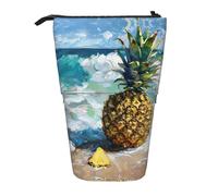 JBYJBX Crazy Save - Estuche telescópico con estampado de manatí que ahorra espacio, bolsa de almacenamiento para papelería de oficina y cosméticos, Piña junto al mar, Talla única