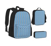 JBYJBX Cute Penguins Taking Pictures Print Bookbag Lunch Bag Pencil Case 3 in 1 Mochilas Set Mochila, Negro, Talla Única, Negro, Talla Única, Black, Talla única