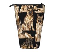 JBYJBX Estuche organizador telescópico multiusos con estampado de bandera americana, diseño de estrellas, rayas, bolsa de almacenamiento de artículos de papelería, Perro pastor alemán, Talla única
