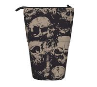 JBYJBX Estuche organizador telescópico multiusos con estampado de calaveras y gráficos, bolsa de almacenamiento para artículos de papelería, Black, Talla única