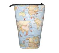 JBYJBX Estuche organizador telescópico multiusos con estampado de mapas, organizador de artículos de papelería, Mapas del mundo, Talla única