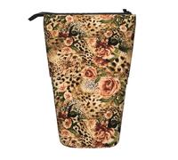 JBYJBX Estuche organizador telescópico multiusos con estampado de notas musicales, color blanco y negro, Leopardo a rayas, Talla única