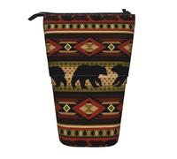 JBYJBX Estuche organizador telescópico multiusos con estampado de oso, bolsa de almacenamiento de papelería, color negro, talla única, Black, Talla única