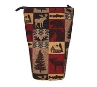 JBYJBX Estuche organizador telescópico multiusos con estampado de peces y ciervos, bolsa de almacenamiento de papelería, color negro, talla única, Black, Talla única