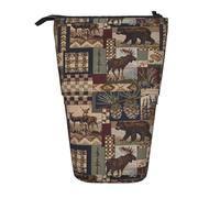 JBYJBX Estuche organizador telescópico multiusos con estampado de sirena, color rosa y morado, Lodge Bear Deer, Talla única