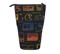 JBYJBX Estuche organizador telescópico multiusos con estampado de videojuegos y videojuegos, bolsa de almacenamiento de papelería, color negro, talla única, Black, Talla única