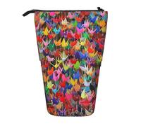 JBYJBX Estuche organizador telescópico multiusos con estampado geométrico negro y dorado, bolsa de almacenamiento de artículos de papelería, Grúas de papel origami, Talla única