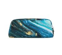 JBYJBX Estuche para lápices con estampado de mármol azul y dorado, espacioso y elegante, con cremallera, para uso en la oficina, Gold, Talla única