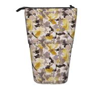JBYJBX Estuche para lápices con estampado de setas rojas, multiusos, telescópico, organizador de lápices, bolsa de almacenamiento de papelería, Flor Amarilla Gris, talla única
