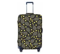 JBYJBX Funda para maleta con estampado de raquetas de tenis y pelotas de tenis, lavable, elástica, a la moda, funda para equipaje, funda de equipo de viaje, Negro, Small