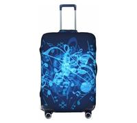 JBYJBX Funda protectora de equipaje con estampado de notas musicales azules, lavable, elástica, a la moda, NEGRO, Medium