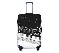 JBYJBX Funda protectora de equipaje con estampado de notas musicales, lavable, elástica, a la moda, color negro y blanco, Negro, Large