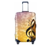 JBYJBX Funda protectora para maleta, diseño de notas musicales de violín, piano, violín, funda para equipaje, lavable, elástica, a la moda, funda para equipo, Negro, Large