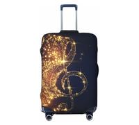JBYJBX Funda protectora para maleta, diseño de notas musicales doradas, con estampado de estrellas brillantes, lavable, elástica, a la moda, NEGRO, Large