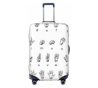JBYJBX Funda protectora para maleta, lavable, elástica, moderna, con estampado de alfabeto y lenguaje de señas, Negro, Small