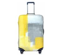 JBYJBX Funda protectora para maleta, lavable, elástica, moderna, con estampado de arte abstracto gris y amarillo, Negro, Small