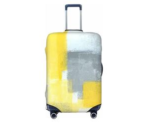 JBYJBX Funda protectora para maleta, lavable, elástica, moderna, con estampado de arte abstracto gris y amarillo, Negro, X-Large