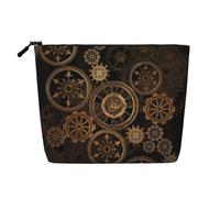 JBYJBX Gears Clock - Bolsa de maquillaje impermeable con estampado de siglo de bronce, bolsa de viaje con cremallera para mujer, Negro -, Talla única