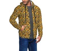 JBYJBX Hermosa sudadera con capucha para hombre, con estampado de girasoles, suave, elástica, para uso casual al aire libre, otoño e invierno, Negro, 3XL